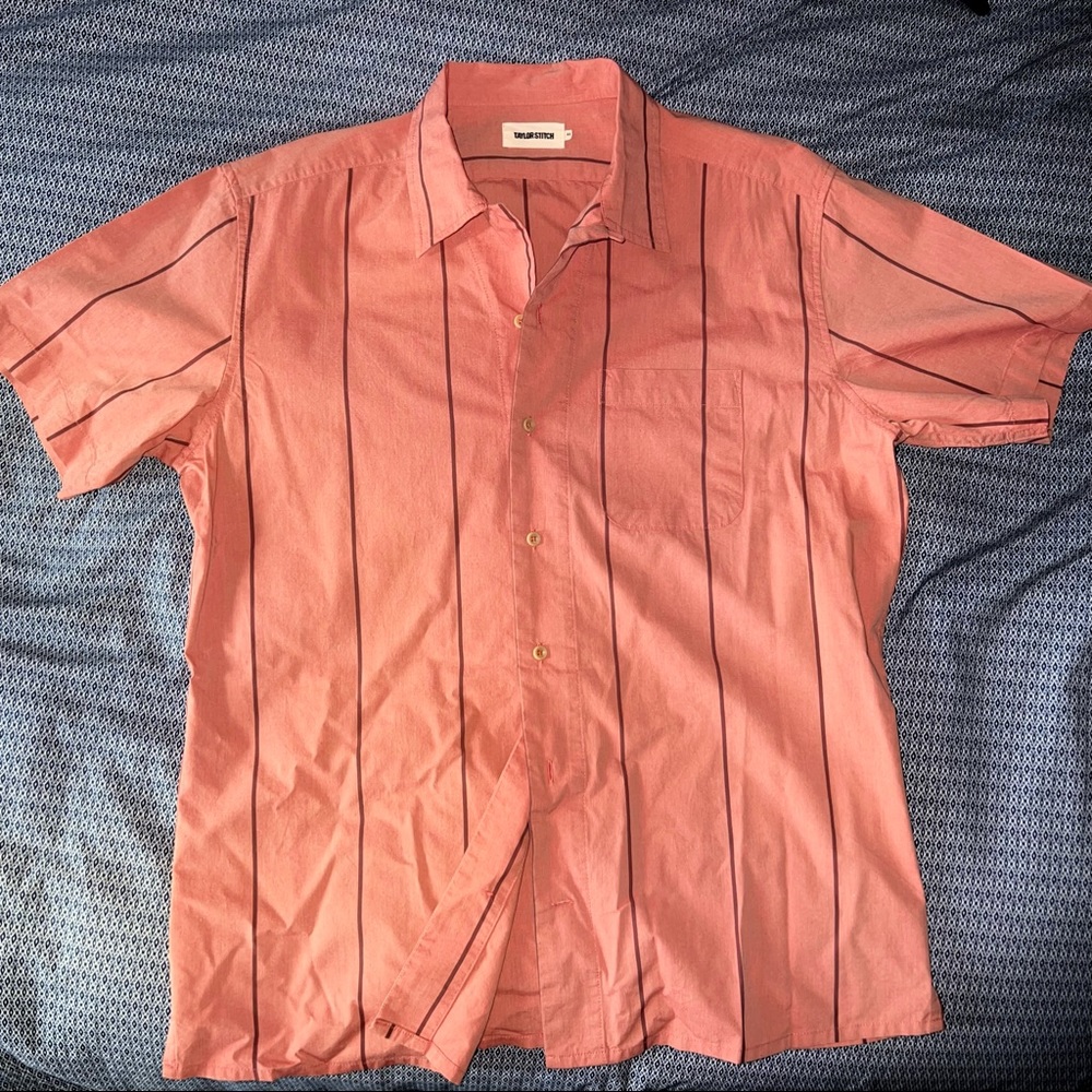 Taylor Stitch Short Sleeve Hawthorne
in Rust Stripe Size 44 (XL never worn)